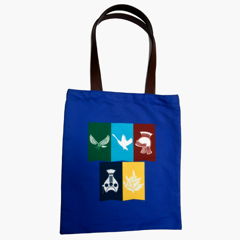 TOTE BAG BLUE WITH PU HANDLE